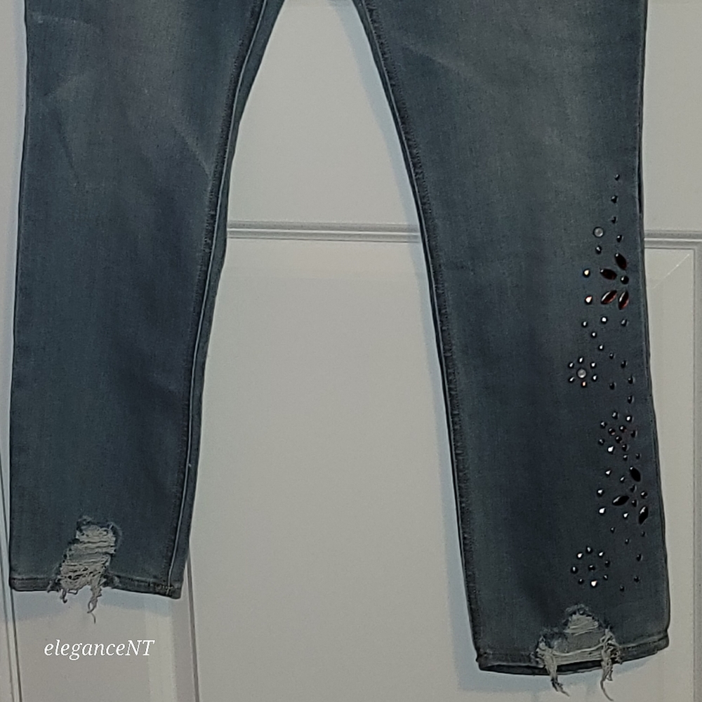 Express Light Blue wash Stretch Ankle legging Super High rise Jeans Sz: 18 L NWT - Picture 7 of 11